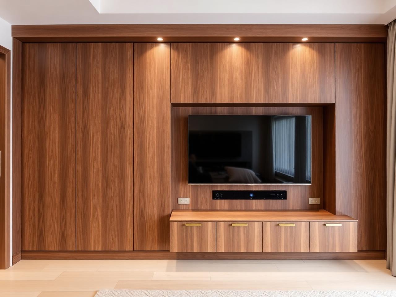 Walnut media wall